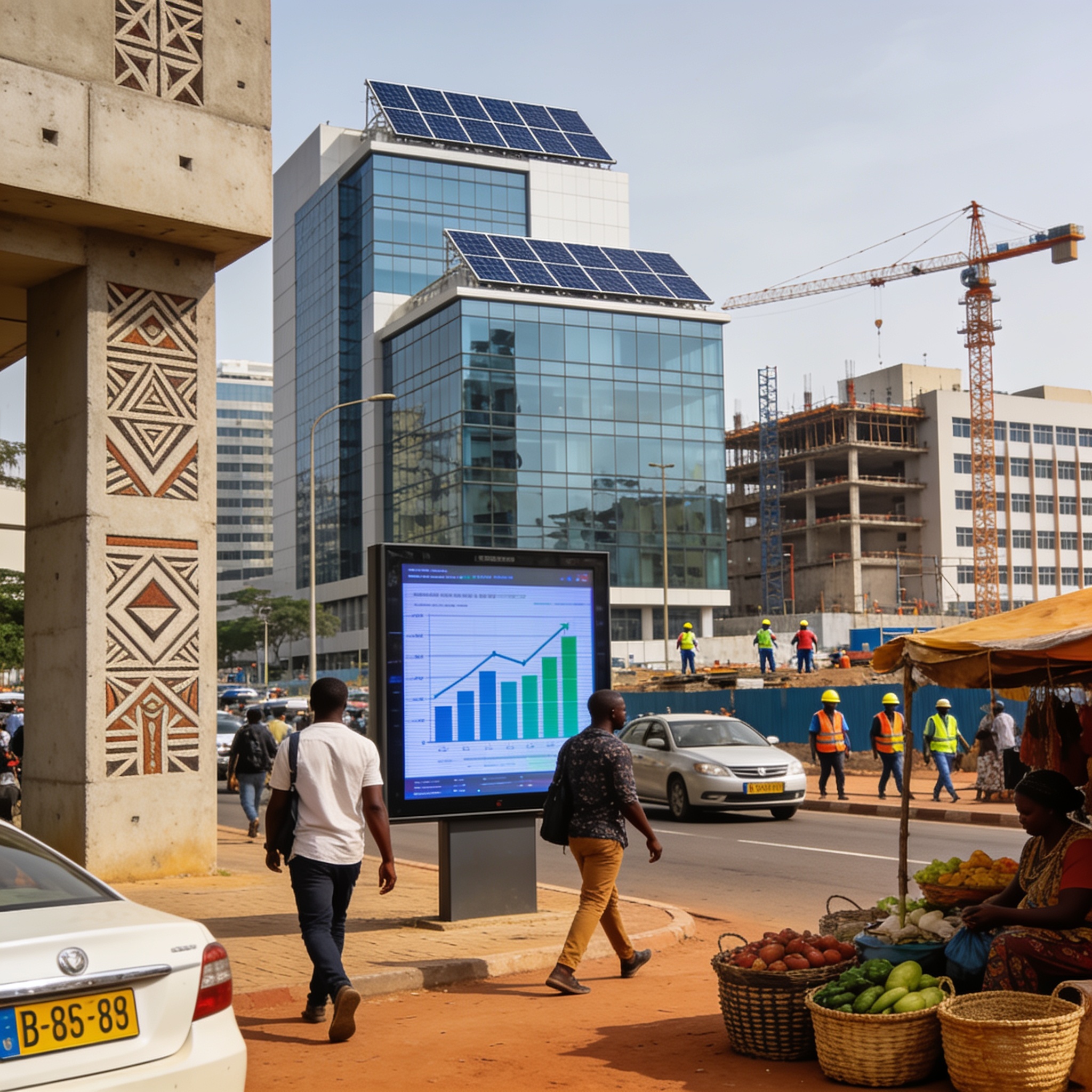 Create an editorial news illustration for an article about 'BDEAC : une nouvelle ligne de crédit de 30 millions d’euros pour doper les projets de développement en Afrique centrale'. The specific country is Republique du Congo (Brazzaville) (CG); make