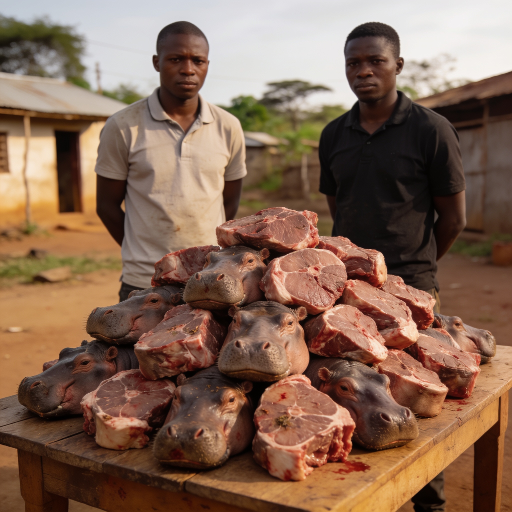 Braconnage à Lesio-Luna : deux suspects arrêtés avec 60 morceaux de viande d’hippopotame