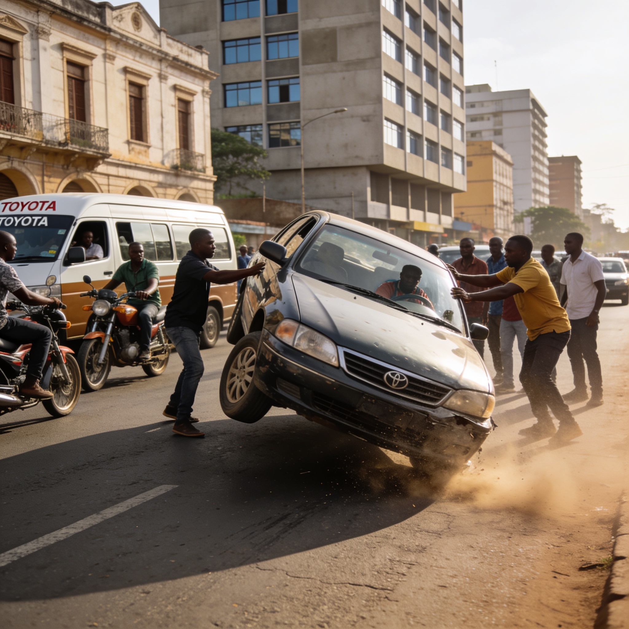 Brazzaville : un violent accident évité de justesse grâce à la solidarité citoyenne sur l’avenue Nelson Mandela